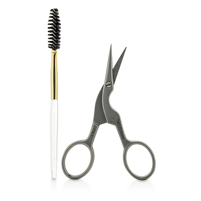 Tweezerman Tweezerman stainless steel brow shaping scissors and brush set, 2pcs