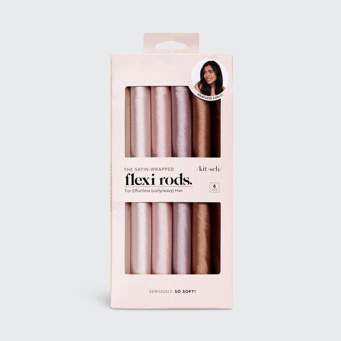 KITSCH satin wrapped flexi rods set for bouncy waves and curls, 6 pieces