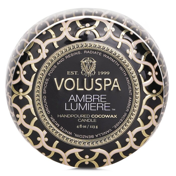 Voluspa petite tin candle in ambre lumiere 113g/4oz