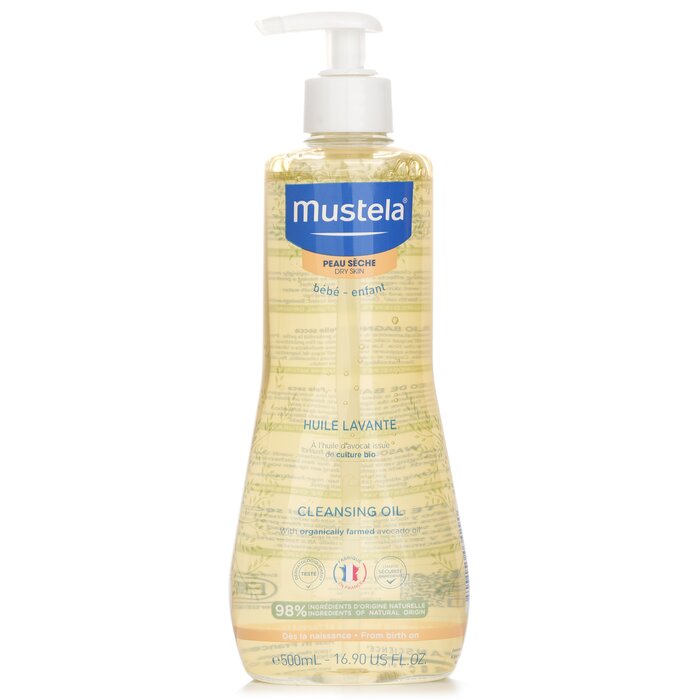Mustela cleansing oil for face, body, and hair with avocado oil, 500ml/16.9oz