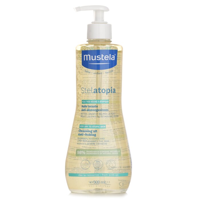Mustela Stelatopia cleansing oil for face, body, and hair 500ml/16.9oz