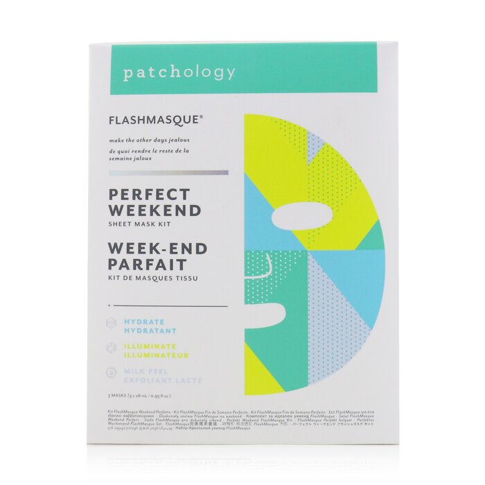 Patchology FlashMasque perfect weekend sheet mask kit (Hydrate, Illuminate, Milk Peel) 3pcs