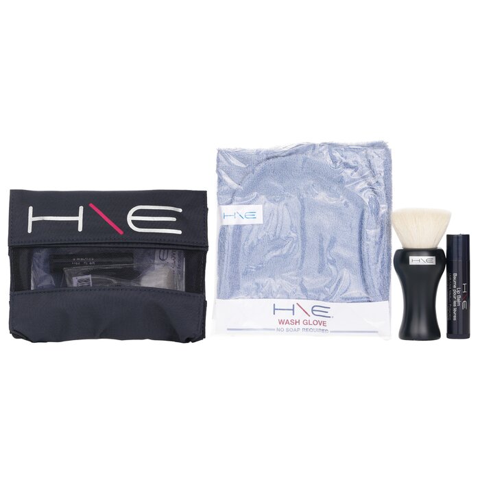 Jane Iredale H&E Minerals Kit: Lip Balm SPF 15, Facial Brush, Wash Glove, Travel Bag (3pcs + 1bag)