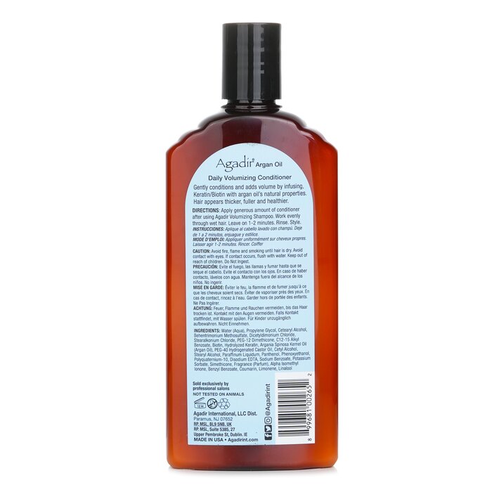 Agadir argan oil daily volumizing conditioner with argan oil, 366ml/12.4oz