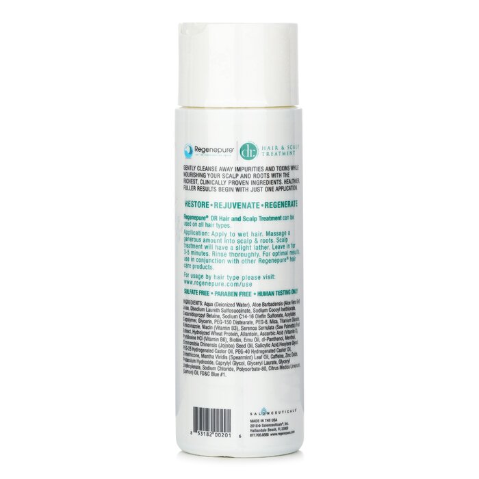 Regenepure hair and scalp treatment shampoo with saw palmetto extract 224ml/8oz