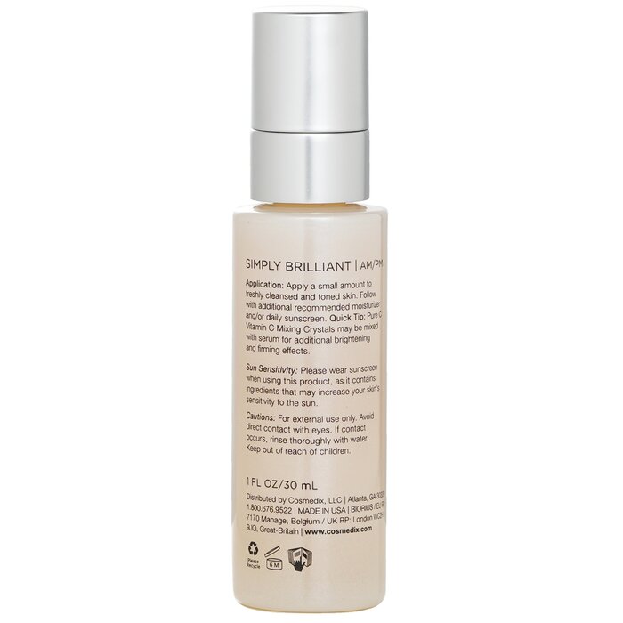 Cosmedix Simply Brilliant brightening serum 30ml/1oz for face with plant-based ingredients