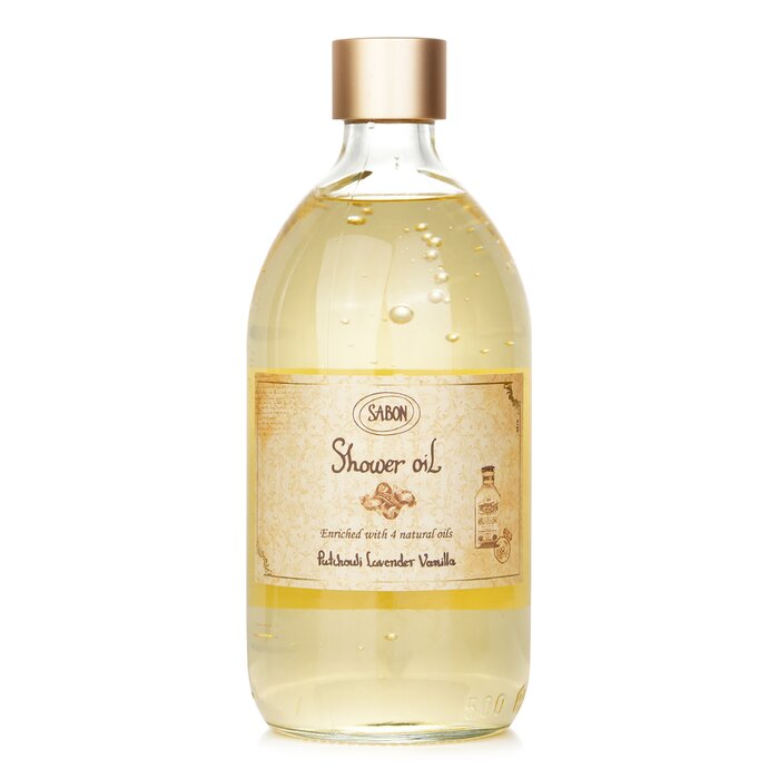 Sabon shower oil with patchouli, lavender, and vanilla 500ml/17.59oz
