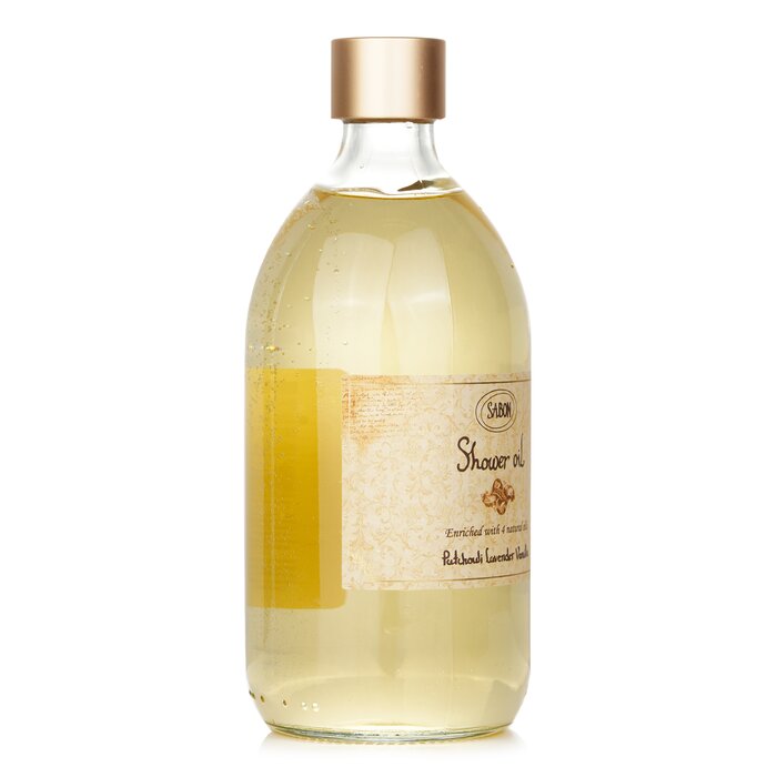 Sabon shower oil with patchouli, lavender, and vanilla 500ml/17.59oz