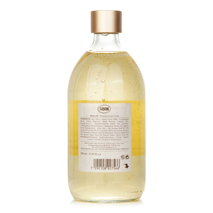 Sabon shower oil with patchouli, lavender, and vanilla 500ml/17.59oz
