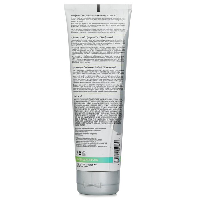 DevaCurl Deep Sea Repair Mask with seaweed for damaged curls 236.6ml/8oz