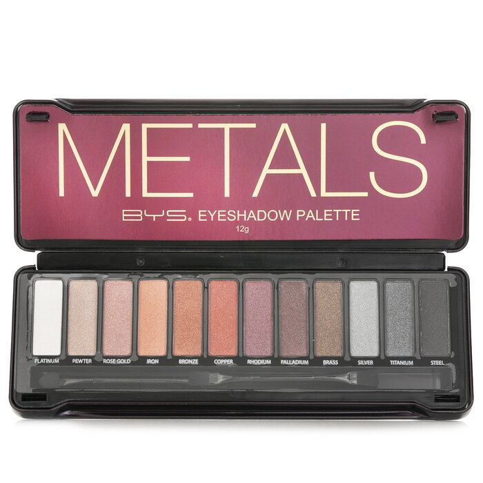 BYS smokey eyeshadow palette with 12 shades and applicators, 12g/0.42oz