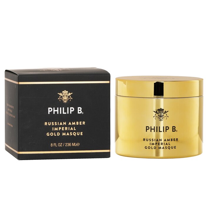 Philip B Russian Amber Imperial Gold Masque 236ml/8oz for dry and damaged hair with pea peptides and argan oil
