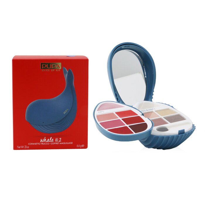 Pupa Whale N.2 makeup kit 6.6g/0.23oz with highlighter, eyeshadows, and lip creams