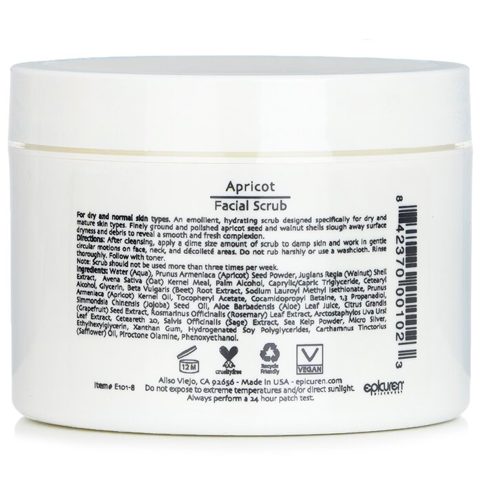 Epicuren apricot facial scrub for dry & normal skin 236ml/8oz