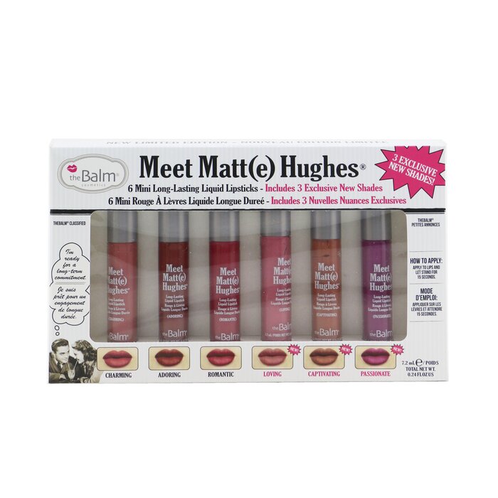 TheBalm Meet Matt(e) Hughes 6 mini long lasting liquid lipsticks kit 6x1.2ml