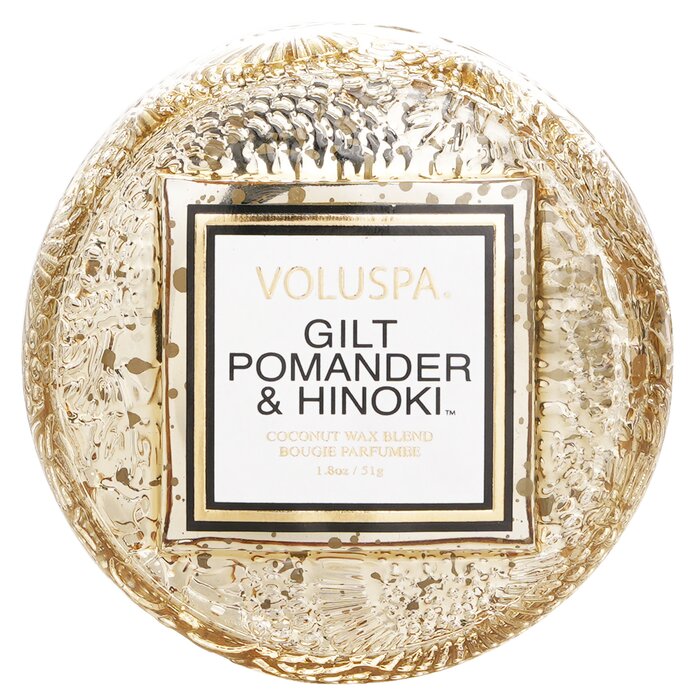 Voluspa macaron candle with gilt pomander & hinoki 51g/1.8oz