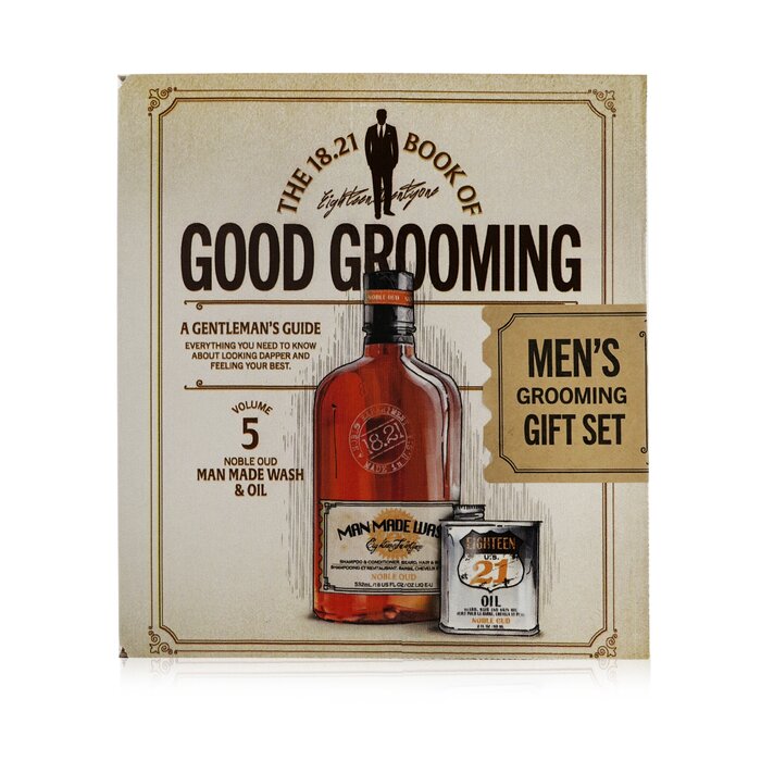 18.21 Man Made Book of Good Grooming Gift Set Volume 5 with noble oud (Wash 532ml + Oil 60ml)