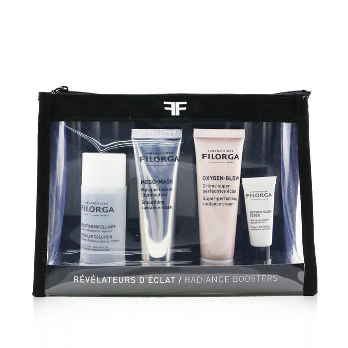 Filorga radiance boosters set: micellar solution 50ml, meso-mask 30ml, oxygen-glow cream 30ml, eye cream 4ml 4pcs