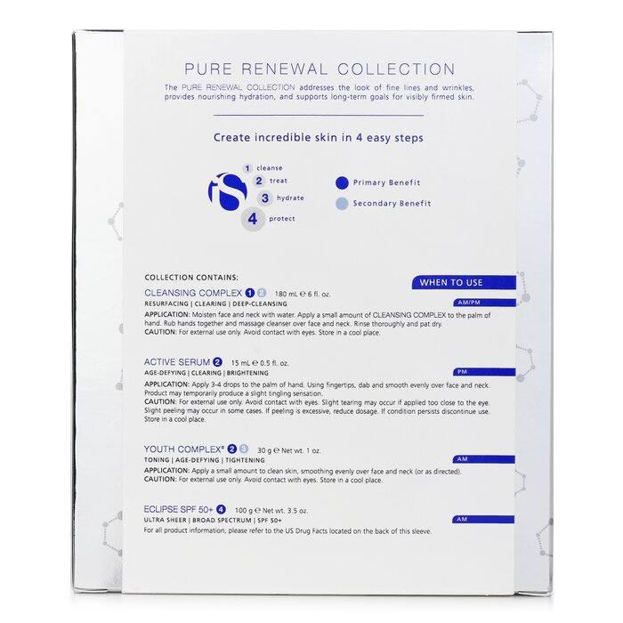 IS Clinical Pure Renewal Collection - skincare set with cleansing, serum, youth complex, sunscreen, 4pcs