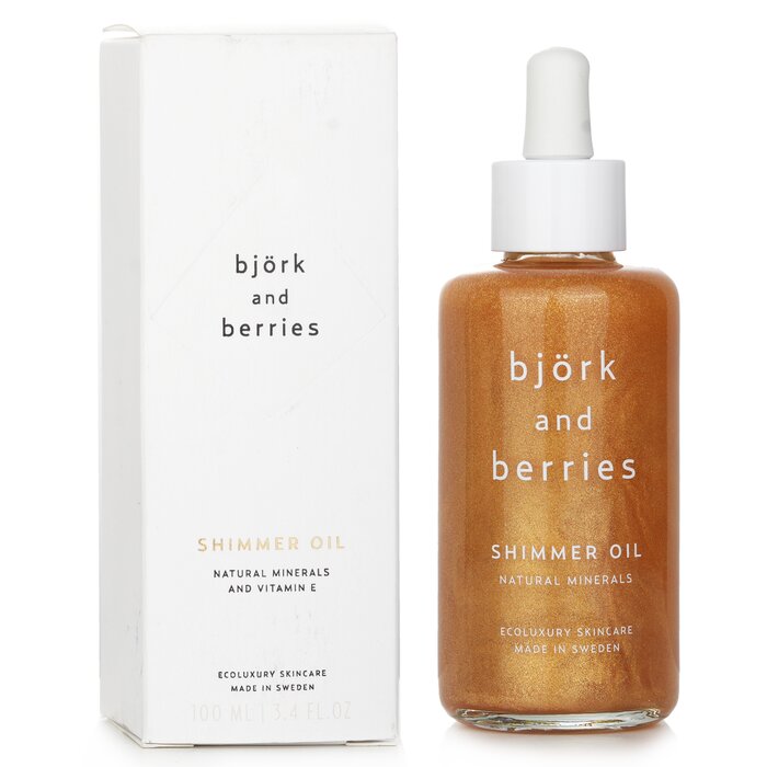 Bjork & Berries shimmer oil 100ml/3.4oz with birch extract and natural minerals for body, hair, and face