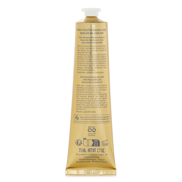 L'Occitane shea immortelle youth hand cream 75ml/2.7oz