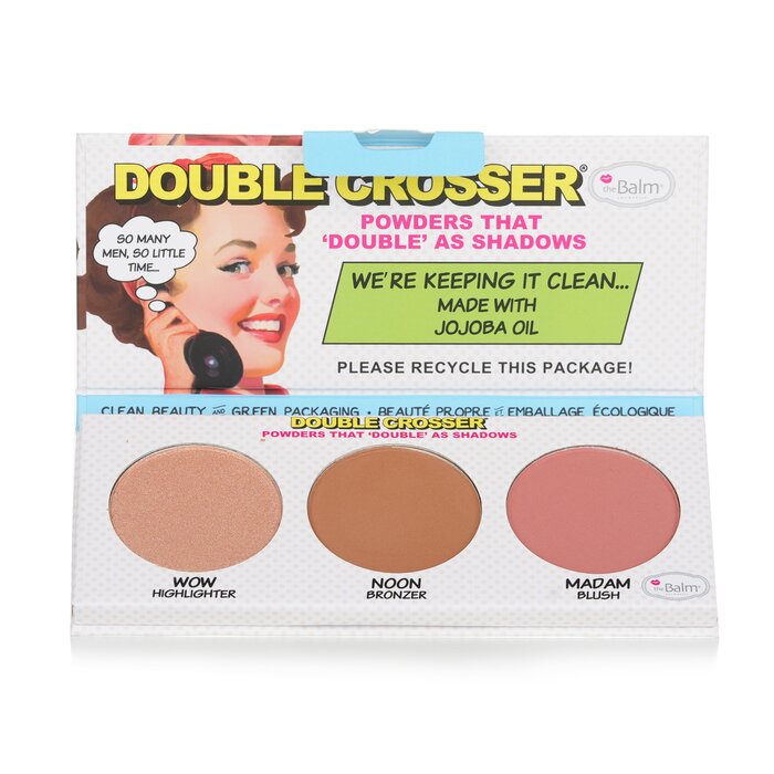 TheBalm Double Crosser all-in-one face palette 8.5g/0.29oz with highlighter, bronzer, and blush