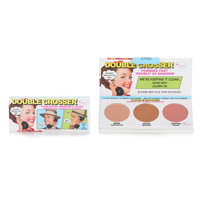 TheBalm Double Crosser all-in-one face palette 8.5g/0.29oz with highlighter, bronzer, and blush