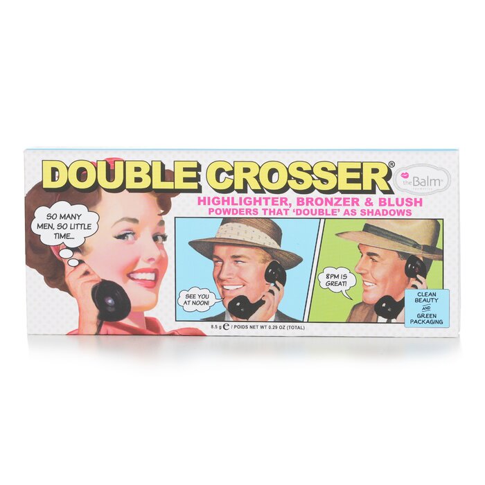 TheBalm Double Crosser all-in-one face palette 8.5g/0.29oz with highlighter, bronzer, and blush