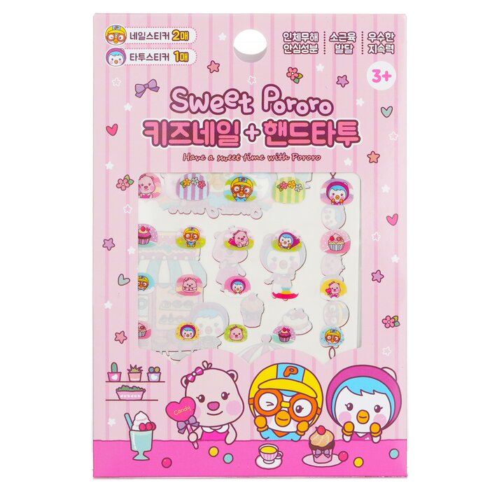April Korea Pororo nail and hand tattoo – fun designs for kids, 1pc