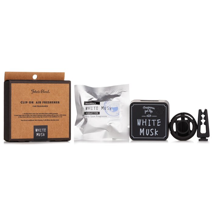 John's Blend white musk car fragrance clip-on air freshener