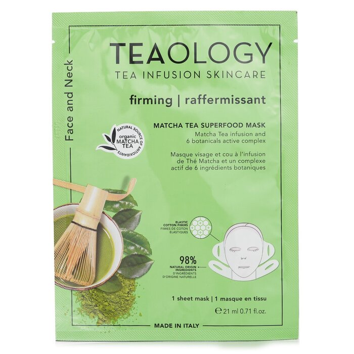 Teaology matcha tea superfood face & neck mask 21ml/0.17oz
