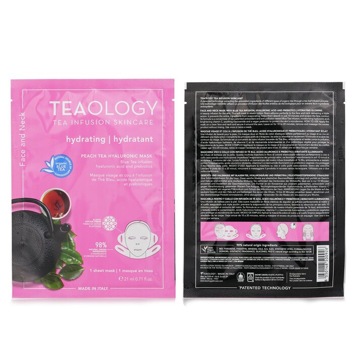 Teaology peach tea hyaluronic face and neck mask 21ml
