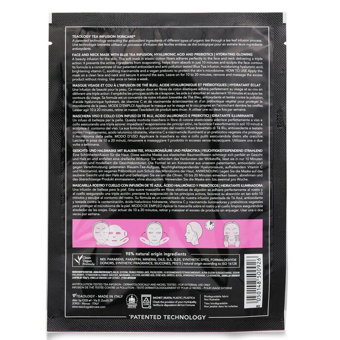 Teaology peach tea hyaluronic face and neck mask 21ml