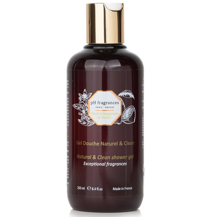 pH fragrances natural & clean shower gel with olive oil and almond oil 250ml/8.4oz