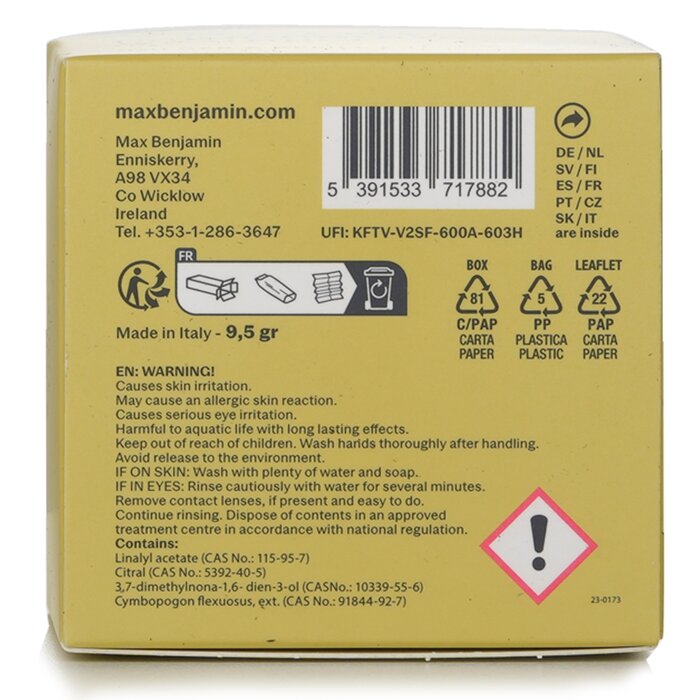 Max Benjamin car fragrance lemongrass & ginger 1pc
