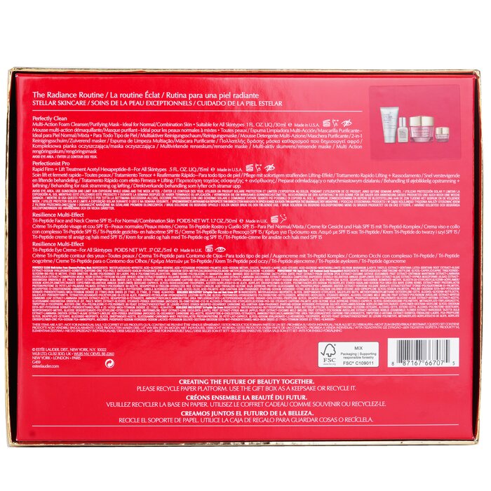Estee Lauder radiance routine set 4pcs: cleanser, treatment, neck cream, eye cream