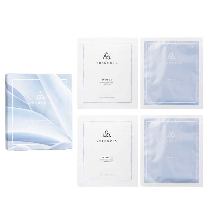 Cosmedix bio cellulose rejuvenating sheet mask set with Damask rose & vitamin C 4pcs