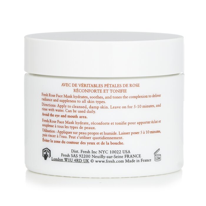Fresh rose face mask with aloe vera and cucumber for face 100ml/3.5oz