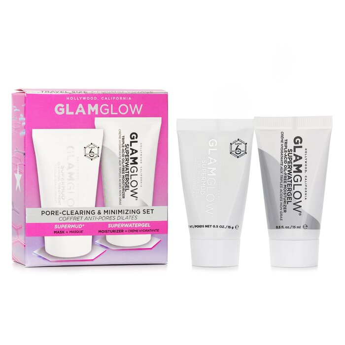 Glamglow pore minimizer set: Supermud clearing treatment 15g + Superwatergel moisturizer 15ml 2pcs