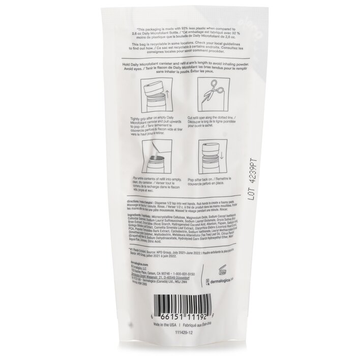Dermalogica daily microfoliant refill 74g/2.6oz with rice enzymes for gentle exfoliation for face