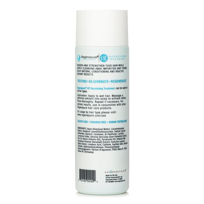Regenepure nourishing treatment shampoo with lecithin, caffeine, and saw palmetto extract 224ml/8oz
