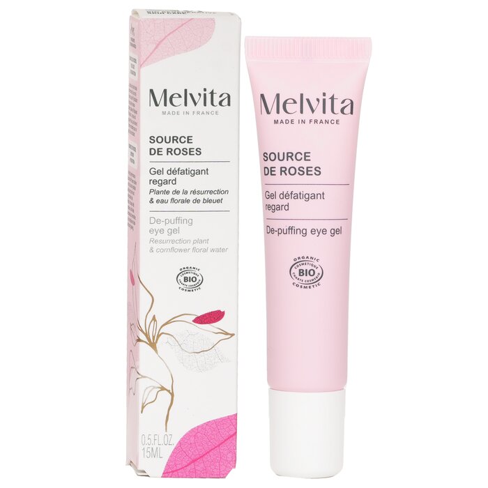 Melvita revitalizing de-puffing eye gel with wild rose extract 15ml