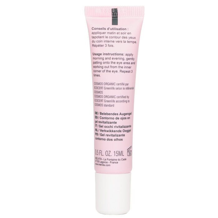 Melvita revitalizing de-puffing eye gel with wild rose extract 15ml